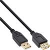 InLine 20802 Cavo USB 2.0, Prolunga, Type A, Maschio/Femmina, PIN Dorati, 1M Nero