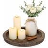 Hanobe Portacandele in legno: piatto decorativo rotondo per candele da fattoria, centrotavola in legno rustico, per Natale, matrimonio, Halloween, decorazione per la casa