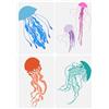FINGERINSPIRE 4 stencil riutilizzabili con meduse in 4 stili, 21 x 29,7 cm, stencil riutilizzabili a tema oceano, stencil per pittura su parete, legno, tela, tessuto, pavimento e mobili