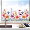 Tanlaby Colorati Fiori Adesivi per Finestre Fiori Primaverili Blu di Campane a Vento Vetrofanie per Finestre DIY Anti-collisione per Camera da Letto Casa Soggiorno Vetro Finestra Porte Finestra