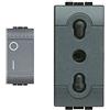 BTicino Sl4002Nf Livinglight Interruttore Bipolare Illuminato N, Antracite & Sl4180F Presa 2P+T 10/16A Bipasso Serie Living International, Antracite