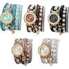 JewelryWe Orologio in Pelle Boemia Pieno, Orologio al Quarzo Analogico Strass Involucente Signore,Orologio da Donna Ragazze,Regalo Festa,Colore da scelta