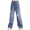 Agoky Jeans a Zampa Vita Elastica in Cotone Bambina con Strappi Pantaloni Flare Eleganti Pantaloni Larghi da Ragazza Elasticizzati Blue 4 11-12 Anni