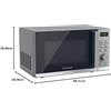 Candy Moderna CMWA23TNDS Forno Microonde 900W 23L Digital, Funzione Scongelamento, 14 Menu Automatici, Vassoio Girevole in Vetro, 11 Livelli di Potenza, Cottura espressa, Sicurezza Bambino, Argento