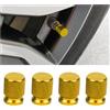 CGEAMDY 4 Pezzi Tappi Valvola Pneumatici, Cappucci per Stelo Valvola in Alluminio, Cappucci per Valvole a Maglia Fine, Auto Ruota Cappuccio Antipolvere Universali per Moto Bicycle Camion(Oro)