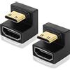 GINTOOYUN Adattatore Mini HDMI a HDMI 8 K Mini HDMI maschio a 180 gradi HDMI femmina adattatore prolunga per fotocamera, laptop, tablet, HDTV, proiettore 2 PCS (UP) (a forma di U verso l'alto)