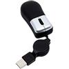 TRIXES Retrattile Piccolo Mini Travel Mouse Elegante con ottico 3 pulsanti e USB al computer portatile Pc Argento nero