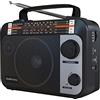 Audiocrazy Radio Portatile AM/FM/SW1-2 Multibanda Radio con Batteria Ricaricabile da 1800 mAh, Cavo AC o Radio FM Portatile a Pile, Altoparlanti，Jack Per Cuffie, Ingresso AUX Nero