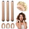 WALLFID 3Pcs Bigodini Morbidi per Dormire,con Cuffia Capelli Ricci Notte, Bigodino Lungo per Boccoli, per Avvolgere i Capelli e Dormire Durante la Notte