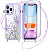 Yoedge Custodia con Cordino per OPPO A5/OPPO A9 (2020) Cover 6,5, 360 Gradi Full Body Cover con Collana Ultra Sottile TPU Silicone Antiurto e Trasparente PC Bumper Protettiva Custodia, Lavanda