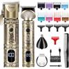 Hatteker Professional Hair Clipper e T-Blade Trimmer Set Per Gli Uomini Cordless Ricaricabile Barber Clipper Beard Nose Hair Trimmer Multipurpose Grooming Kit Display LED (Oro)