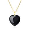 COAI Collana da Donna in Acciaio Inox Placcato Oro con Ciondolo Cuore di Pietre Dure, Collana Pietre Naturali Donna - Ossidiana Nera, Malachite, Quarzo Rosa e Pietra del Sole