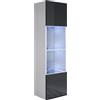 MB Muebles Bonitos, Vetrina Pensile Luke V6, LED, Melamina, Finitura Lucida, Bianco e Nero, 40x165x29cm