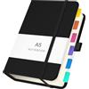 Yarotm Quaderno Puntinato A5-14x21cm Taccuino Appunti Pelle PU - 100g/m² Carta Puntinato Quaderno Appunti - 360 Pagine A5 Block Notes Copertina Rigida - Diario di viaggio Notebook, Nero