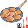 Bobikuke Padella Pancake Smile, Pancake Piastra Antiaderente 7 Fori Padella Frittata Piatto Colazione per Bambini 26 cm - Nero