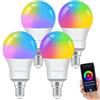 ANTELA Lampadine LED Alexa Inteligente WiFi E14, Dimmerabile Lampadina Smart 7W 806ML 60W equivalente, RGB & 2700K-6500K bianco freddo caldo, compatibile con Alexa/Google Home, 4 pezzi