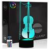 Comiwe Violoncello Luce Notturna di Illusione 3D,16 Colori Controllo Touch e Telecomando,Lampada da Comodino Tavolo LED per Decorazioni la Casa,Regalo Creativo per Ragazze,Ragazzi,Bambini Famiglia