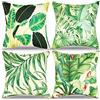 RYBornament Fodere Cuscini 45x45 Decorazione Foglia Verde Tropicale Set da 4 Federe Cuscini Divano da Esterno Primavera Estate Fodera Cuscino Per Divano In Lino Adatto Per Giardino Terrazzo Soggiorno Divano