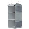 BrilliantJo Organizer Armadio, Portattuto da Appendere con 3 Scomparti con 4 Tasche Laterali a Rete per Vestiti, con 2 Ganci Organizzatore Armadio da 30 x 30 x 60 cm, Grigio