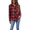 GuliriFe - Camicia da donna a maniche lunghe, a quadretti, casual, con scollo a V, leggera e sottile, con maniche regolabili nero/rosso S