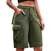 OOGUDE Pantaloncini cargo da donna larghi in cotone Bermuda casual estate escursionismo pantaloni corti con tasche multiple, Verde militare, XXL