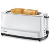 SEVERIN Tostapane Automatico A Fessura Lunga, 4 Fette, Griglia Integrata Scaldapanini, Corpo In Acciaio Inox, Per Tostare, Scongelare E Riscaldare, 1.400 W, Bianco/Grigio, AT 2234