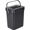 Wenko Portarifiuti con manico Tago, secchio della spazzatura da 5 litri, pattumiera compatta con fissaggio senza perforare, con l'opzione di fissaggio Static-Loc sopra porta, 21 x 24,5 x 17 cm, Nero