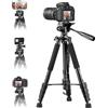 UBeesize Treppiede per fotocamera da 188 cm con supporto per cellulare e telecomando, supporto per treppiede con tasca portatile per telefono e fotocamera, treppiede per cellulare, compatibile con