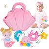 OUOZZZ Borsetta Bambina-Borsa Stile Conchiglia-Set con Giocattoli Finti，Peluche Sensoriali con Suoni，Giochi Educativi per Ragazze Adatti Alla età di 1 2 3 Anni，Regali Per Neonati e Bambini Piccoli