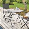 DEGHI Tavolo da giardino pieghevole 71x71 cm top effetto legno e alluminio grafite - Henry