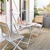 DEGHI Tavolo da giardino pieghevole 71x71 cm top effetto legno e alluminio bianco - Henry