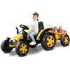 COSTWAY Trattore Elettrico per Bambini con Rimorchio, 2 in 1 Go Kart e Trattore per Bambini 3-8 Anni, con Telecomando e Cintura di Sicurezza a 2 Punti (Giallo)