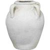DRW Vaso da tavolo con manici in ceramica in bianco rustico 25x25x30 cm