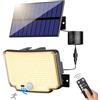nipify Faretto Led da Esterno Solare, [310 LED/3 Modes/270° Illuminazione] Luce Solare Led Esterno con Sensore di Movimento, IP65 Impermeabile Luci Solari con Telecomando per Giardino, Bianco Caldo