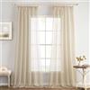EMEMA Tende Velate in Voile Con Nastro per Arricciatura Tenda Trasparente Di Poliestere Foulard Occhialuto Trasparente Foulard Decorativo Arioso per Camera da Letto 2 Pezzi 140 X 260 cm Cachi Chiaro