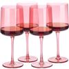 Navaris Bicchieri Vino Set da 4 - Calici Vino Rosso Bianco - Calice Quadrato con Fondo Piatto - Bicchieri Vetro Rosa per Acqua Aperitivo Birra Dolce