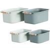 Navaris 4x Scatole Portaoggetti - 4x Porta Oggetti Bagno Cucina Cassetto Ufficio - Set 4x Scatole Porta-Oggetti - Organizer Rigido Verde Salvia Legno