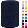 LEREATI Cordino per Borse Uncinetto, Corda Macrame 3mm x 170m Corda in Poliestere Filo Macrame, Cordoncino per Borse a Uncinetto, Fai Da Te, Regalo per Maglieria (Blu Scuro)