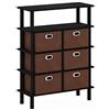 Furinno Frans Tavolo consolle contenitori, Legno ingegnerizzato, Rovere Nero/Nero/Marrone, 3-Tier