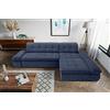 DOMO. collection Moric Angolo, Divano angolare a Forma di L Metallo Tessuto, Blu Scuro, 300 x 172 x 80 cm