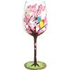 NymphFable Calici da Vino Dipinto a Mano Uccelli Fiore di Ciliegio 15oz Bicchiere Vino Regali per Moglie Fidanzata