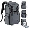 K&F CONCEPT Zaino per Fotocamera Professonale, Grigio | Borsa Fotocamera Fotografia, Grande Capacità, Elevata Stabilità, Scomparto per Laptop da 15.6 pollici,B29