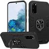 Btstring Cover per Samsung Galaxy S20, Grado Militare Custodia con Cavalletto in Metallo Rotante a 360°, Hard PC Back Cover e TPU Bumper AntiGraffio Antiurto Case-Nero