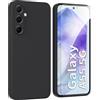 ARRYNN Custodia per Samsung Galaxy A55 5G (6.6) Cover + Pellicola Protettiva Vetro Temperato,Liquid Silicone TPU Case Cover per Samsung Galaxy A55 5G - Nero