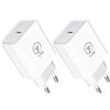 YYQ Alimentatore USB‑C 20W 2-Pack Caricabatterie PD Caricatore Power Delivery 3.0 Quick Charge Ricarica Rapida per iPhone 13 12 11 PRO Max SE XS Max XR 8 Samsung Galaxy S21 Ultra S20 S9 (Pacco da 2)