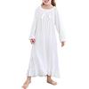 Verve Jelly Camicia da notte in cotone a maniche lunghe per bambine, pigiama da bambina, 3-12 anni, Bianco 2, 10-12 anni