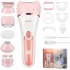 Towwoo Epilatore elettrico da donna, 6 in 1, rasoio elettrico da donna, senza fili, display a LED ricaricabile, rasoio elettrico asciutto e bagnato con spazzola esfoliante, spazzola per la pulizia, testa di