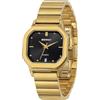 BERNY Orologio d'oro Orologio Classico Quadrato da Uomo 3ATM Impermeabile Orologi Analogici al Quarzo Orologi in Acciaio Inossidabile Cinturino Orologi Casual