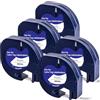 YUANQIMM Nastro per Etichette Yuanqimm 12mm x 4m Compatibile per Dymo LetraTag 91221 91201 S0721660 Nero su Bianco Plastica White Etichettatrice per Letra tag XR LT-100H LT-100T 110T 200B XM 2000 QX50, 5Pz
