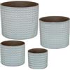 DRW Set di 4 vasi in ceramica decorati con quadrati in bianco laccato 22x22x18 cm